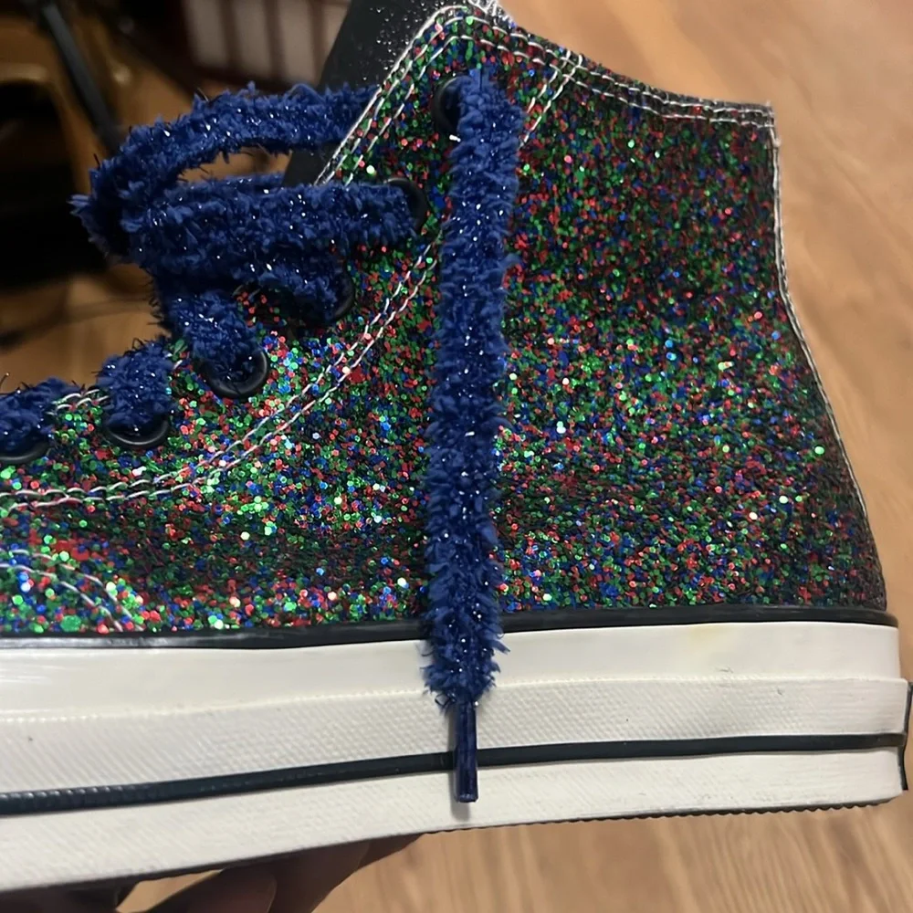 CONVERSE + J.W ANDERSON CHUCK TAYLOR ALLSTARS GLITTER‎ HIGH TRAINERS SZ M9 W11